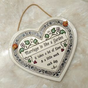 Handmade pottery plaque marriage